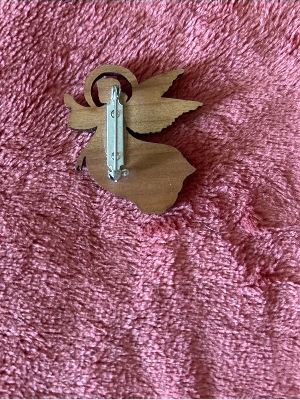 Wooden Angel Brooch Pin - Elegant Women's Jewelry